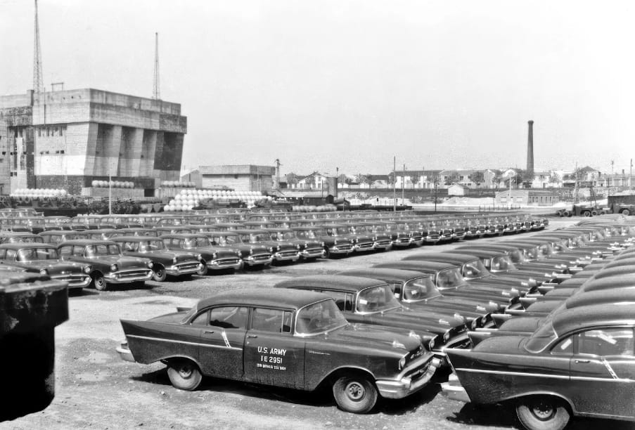 boyfromdixie's tweet image. US Army Air Force 57 Chevy sedan’s