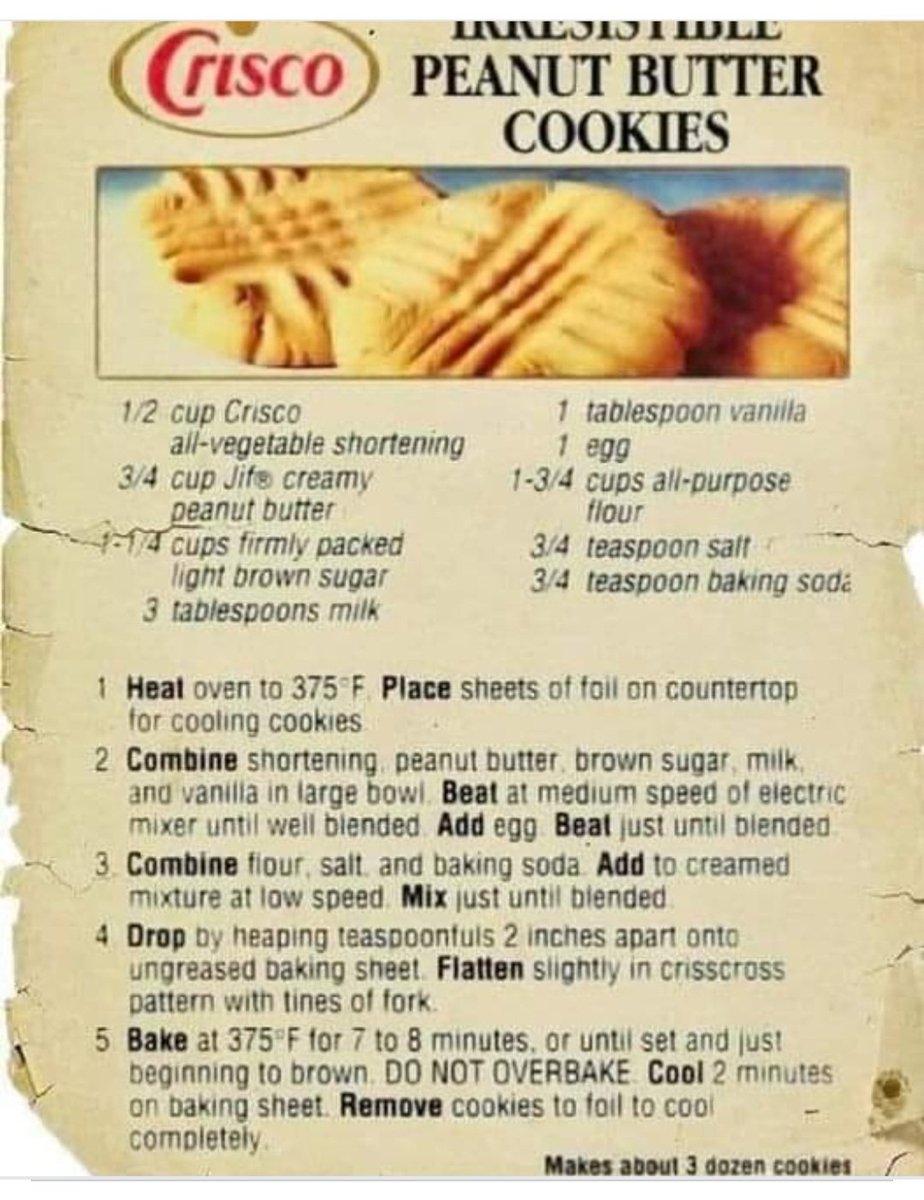 Whipped up a batch of peanut butter cookies using this blast from the past recipe. #jif #crisco #vintagerecipe