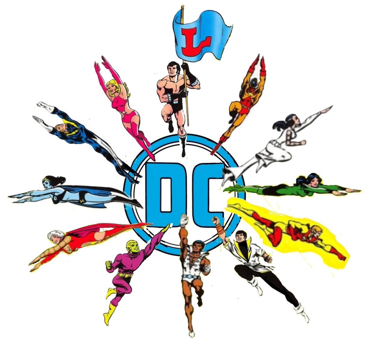 #legionofsuperheroes DC logo final answer. I just had to tweak it a little more. Heroes #MikeGrell Design layout #NealAdams