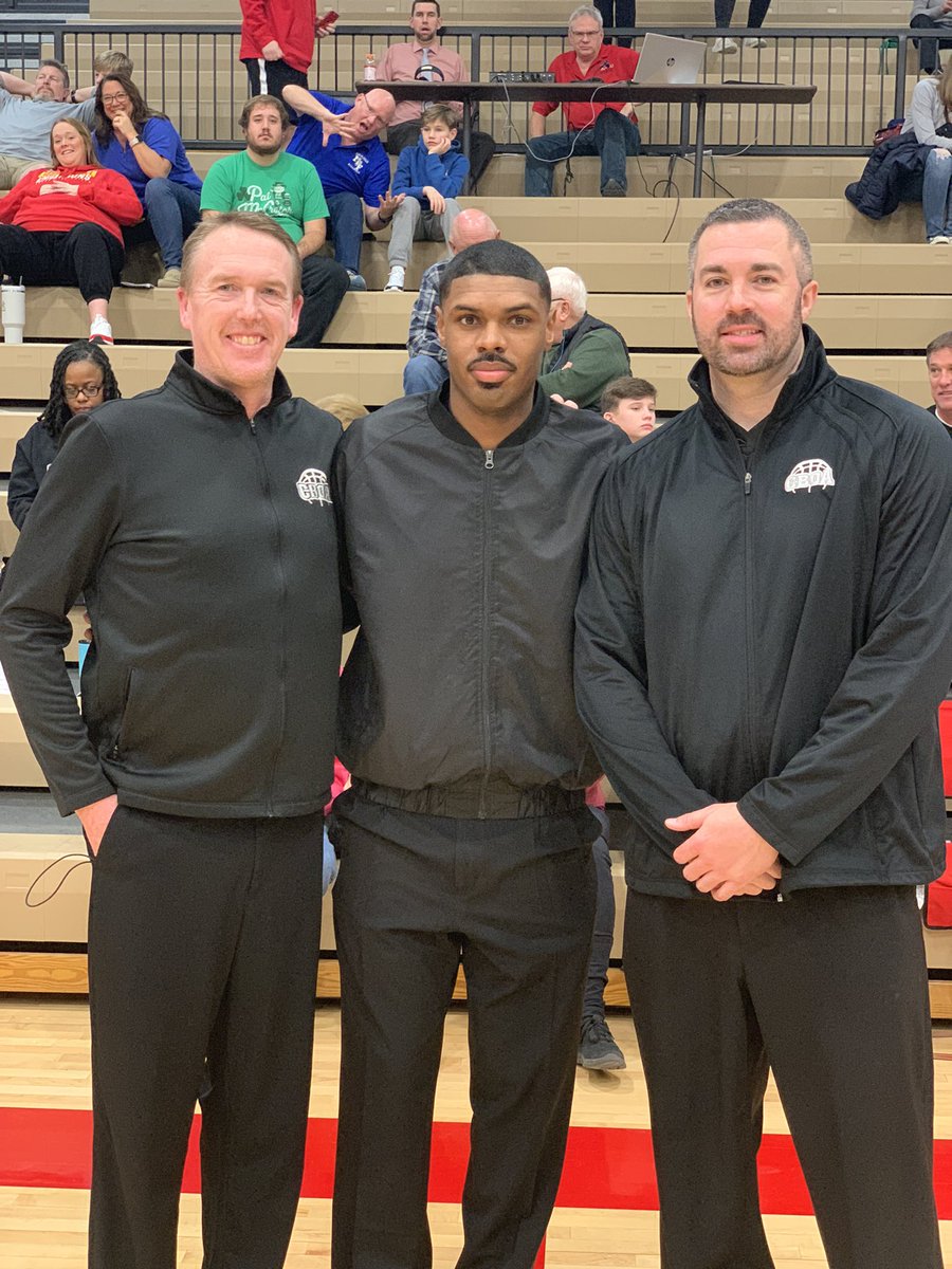 Harrisburgath's tweet photo. Today’s officiating crew for Game 4 of the Mid Missouri Invitational by Ramey Basketball is from the @CBOA_Ref. Referees are Jason Hannam, Dane Brooks, &amp; guest official James Mitchell, Jr, the Lutheran North AD. @TheSteveCombs @Rameybasketball @RameyBBallLLC @LHSNHoops https://t.co/3fcSsWWjiG