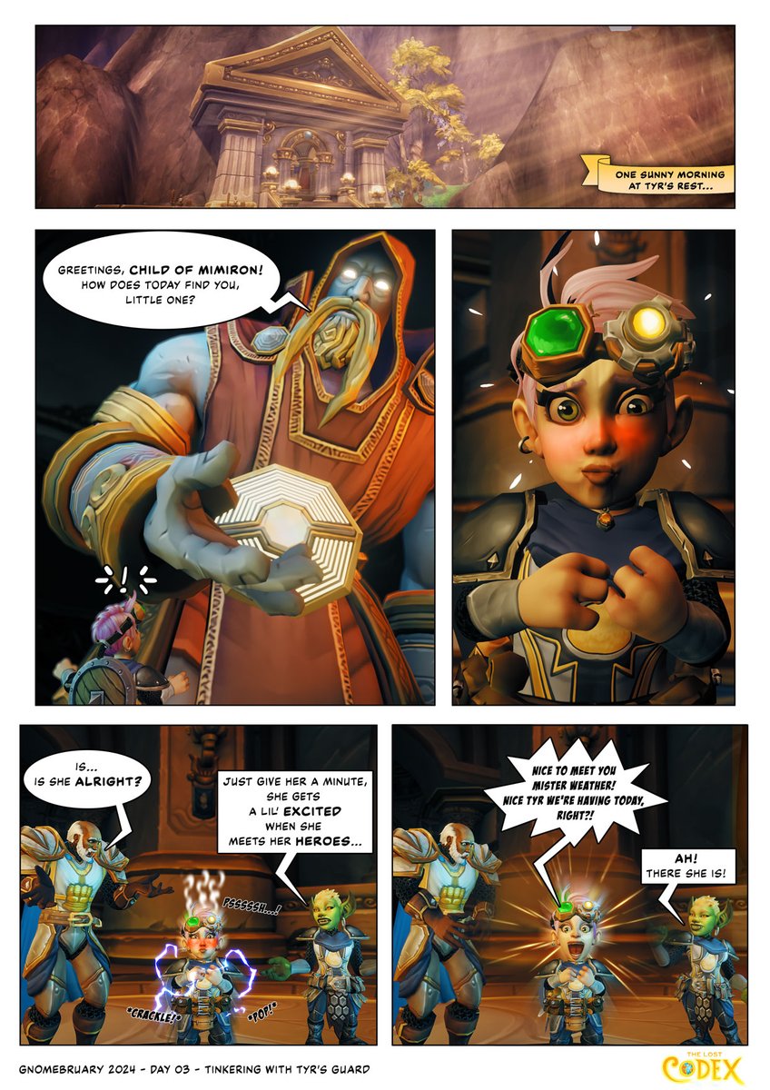 TheLostCodex's tweet photo. This was a long one, but worth it!
During today's #Gnomebruary2024 stream we made a comic page showing Moxie meeting Keeper Tyr, one of her biggest heroes!
It... could've gone better 😬 https://t.co/SwZ5mz0lQT