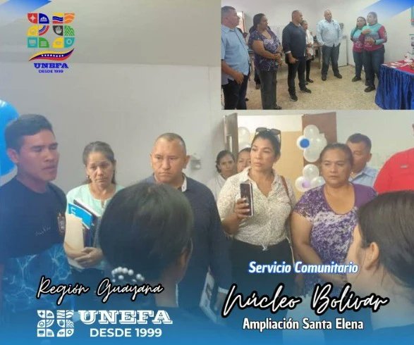 UnefaVrrGuayana's tweet photo. 1/2🔁 Siguiendo instrucciones del M/G Ricardo Nicodemo Ramos, Rector de la Unefa y en trabajo mancomunado con el vicerrectorado Regional y Decano del Núcleo Bolívar Cnel. Lex Almeida Alvarado realizo visita de acompañamiento a la Unefa Ampliación Santa Elena de Uairen... https://t.co/c9D1UPgQBg