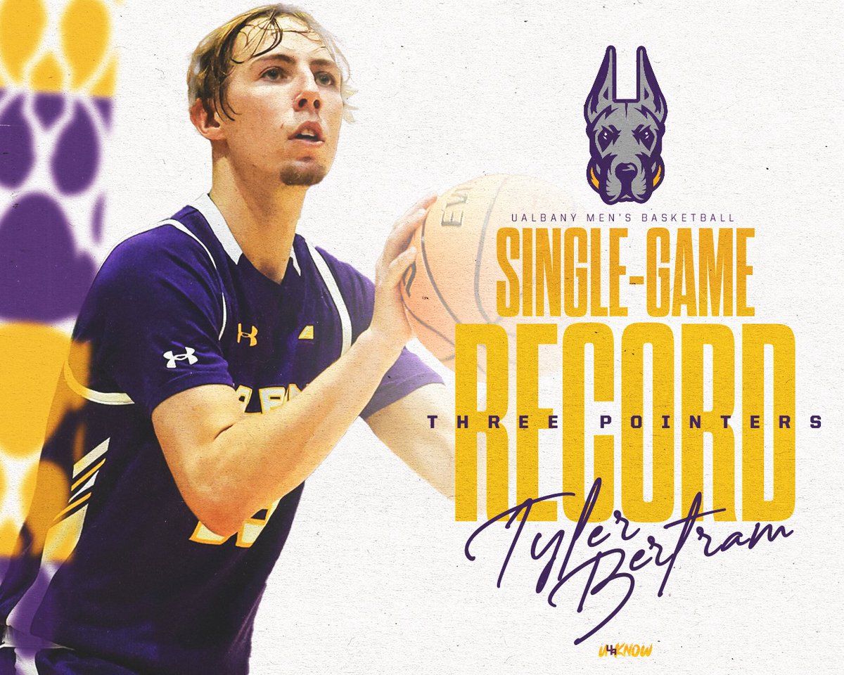 UAlbany Basketball (@ualbanymbb) on Twitter photo RECORD BREAKER❗
With his 🔟th three of the night, <a href="/tbert23/">Tyler Bertram</a> has officially broken the UAlbany single-game record for threes made!
#UAUKNOW #MENTALITY RECORD BREAKER❗
With his 🔟th three of the night, <a href="/tbert23/">Tyler Bertram</a> has officially broken the UAlbany single-game record for threes made!
#UAUKNOW #MENTALITY