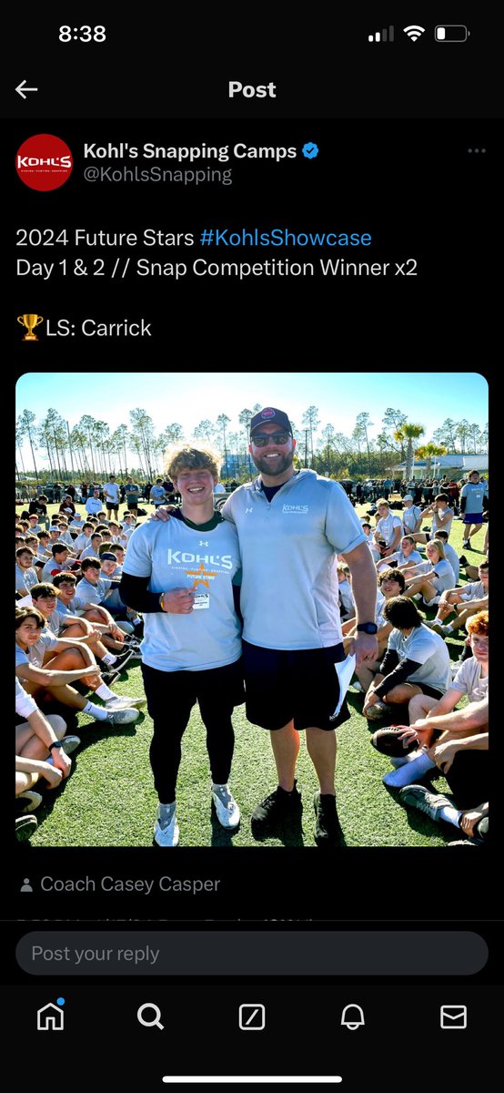 Gavin529_'s tweet photo. After a great camp at the Future Stars Invitational, I am proud to have earned a 4⭐️ rating as a long snapper.  I had a great time competing and getting better. Special thank you to @Coach_Casper for being a huge help! @HaydenGregory50 @thekuff16 @KohlsSnapping https://t.co/F75aSY2wsg