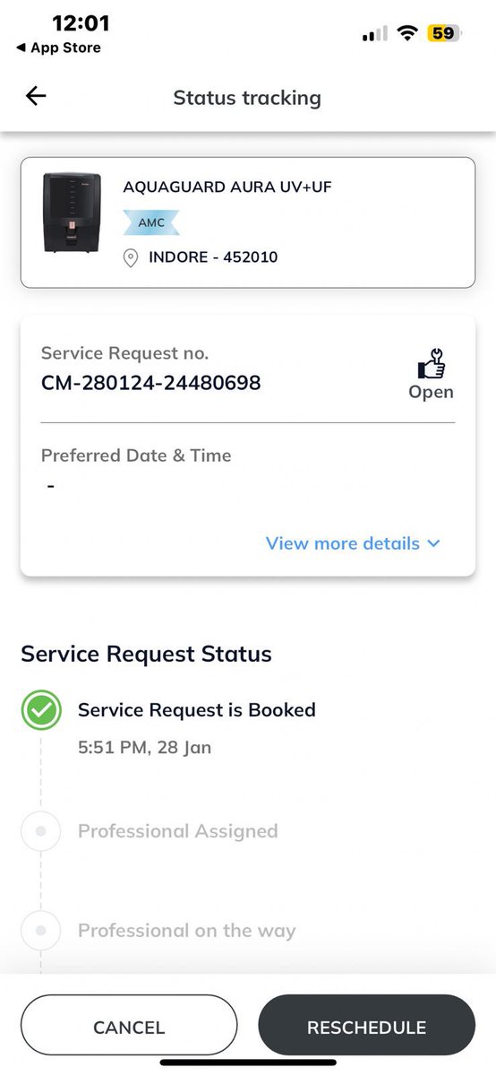 aditititi's tweet photo. @EurekaForbes complaint registered on 28.01.2024 still no resolution… service rep called first day and since then no one is talking … can you help? Or should i get a new product of some different company? Cause we surely can’t survive on a broken aquaguard. https://t.co/A4r5hdzUA4