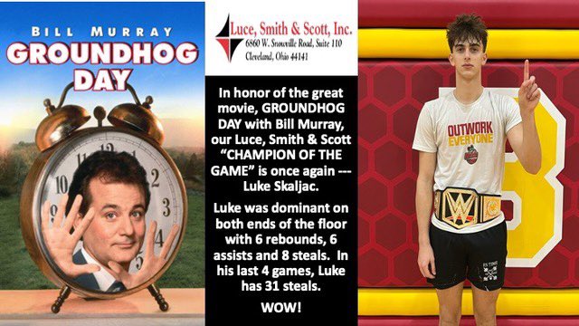 🔴LUCE, SMITH & SCOTT “CHAMPION OF THE GAME” 🔴 Game #16 at Nordonia 🔴 Luke Skaljac 🔴 For our younger followers who might not get the reference, just watch the movie and it will all make sense. @LSkaljac @Beeskal