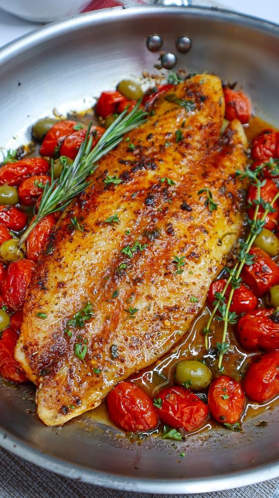 summer_food's tweet photo. Mediterranean Delight: Transport Your Taste Buds to the Coastal Paradise with our Baked Fish with Cherry Tomatoes and Olives – A Culinary Masterpiece Infused with Vibrant Flavors, Creating a Savory Journey for Your Palate! https://t.co/ZXkI5yvwrz