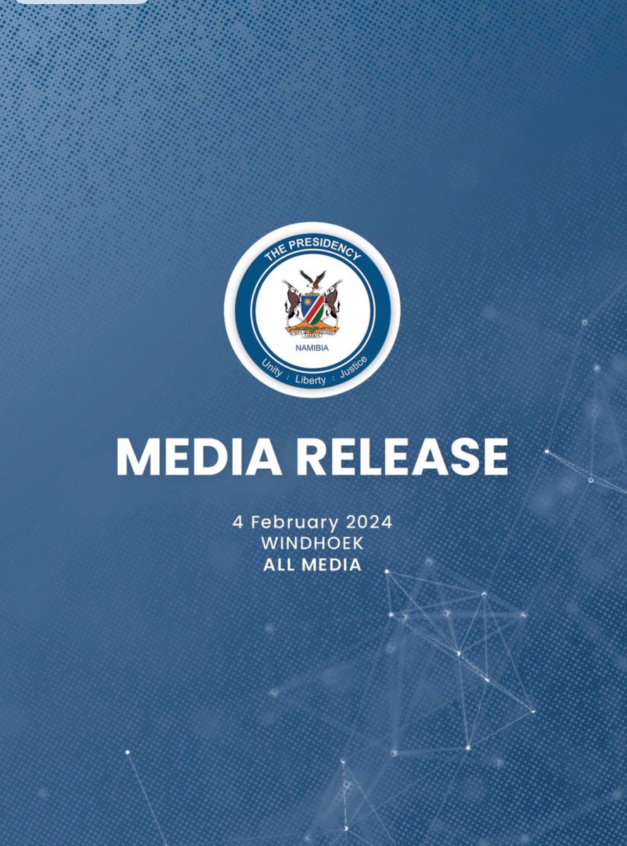 Announcement of the Passing of H.E Dr @hagegeingob, President of the Republic of Namibia, 04 February 2024 Fellow Namibians, It is with utmost sadness and regret that I inform you that our beloved Dr. Hage G. Geingob, the President of the Republic of Namibia has passed on