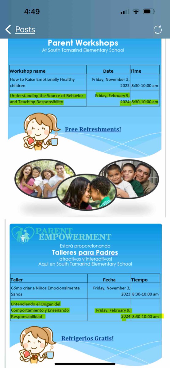 South Tamarind Parents!
Join us  Friday morning,Feb.9th from 8:30am-10:00am for a Parent Empowerment Workshop: “Understanding the Source of Behavior and Teaching Responsibility.”