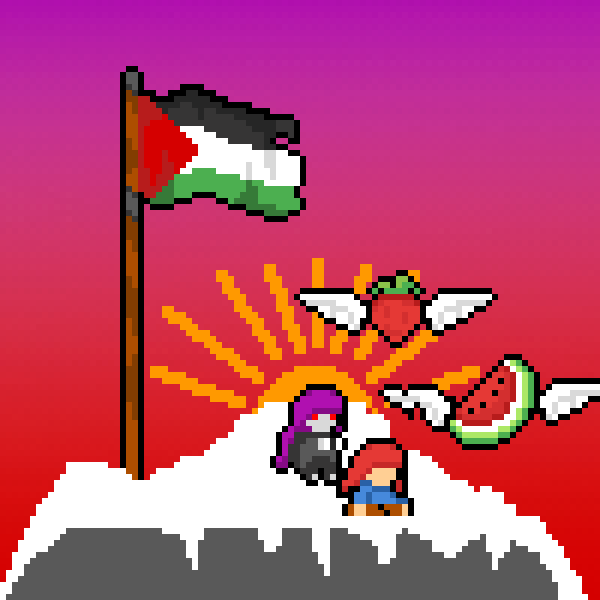 Logo for Strawberry Watermelon Smoothie pickup team for the Squids for Palestinian Kids tournament tomorrow!!!
Featuring:
<a href="/IGNCheDa/">Eve Che_Da Dapple 🏳️‍⚧️ 🍉</a>
<a href="/a_tin_can_/">tin🩶</a> 
<a href="/spl_Nava/">Nava</a> 
<a href="/aryazera_asuda/">Rosa Daze</a> 
<a href="/Icyy_SPL/">Icyy</a>