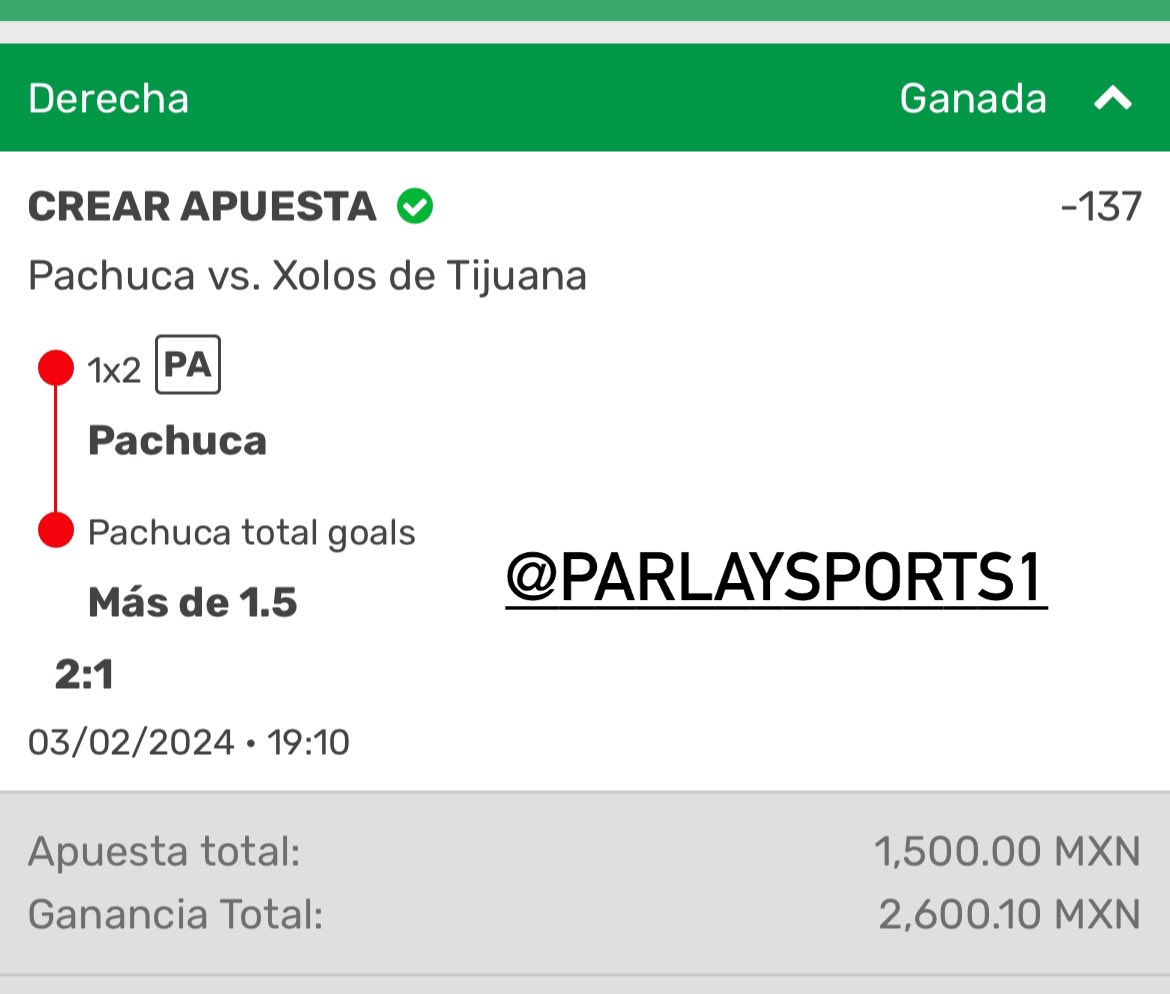 Parleysports1's tweet photo. 2 de 2 ✅✅

Hermoso futbol mexicano 💰
Jugadas enviadas al canal gratuito 

#pachuca #xolos #toluca #leon https://t.co/QgSf99Jtvz