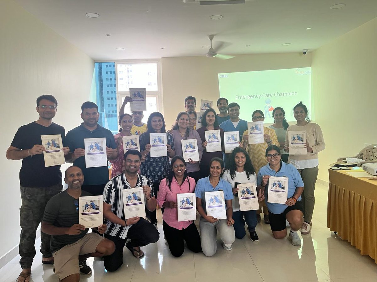 Completed a certificate course in #emergencycarechampion 
#basiclifesupport 
Conducted by Dr Vijayanand Basuthkar, Head #Safercare 
Care Institute of Health Sciences at our community #PBELCity as part of Voluntary Emergency Response Team
#VERT 
#ECC
#BLS 
#firstaidtraining 
#CPR