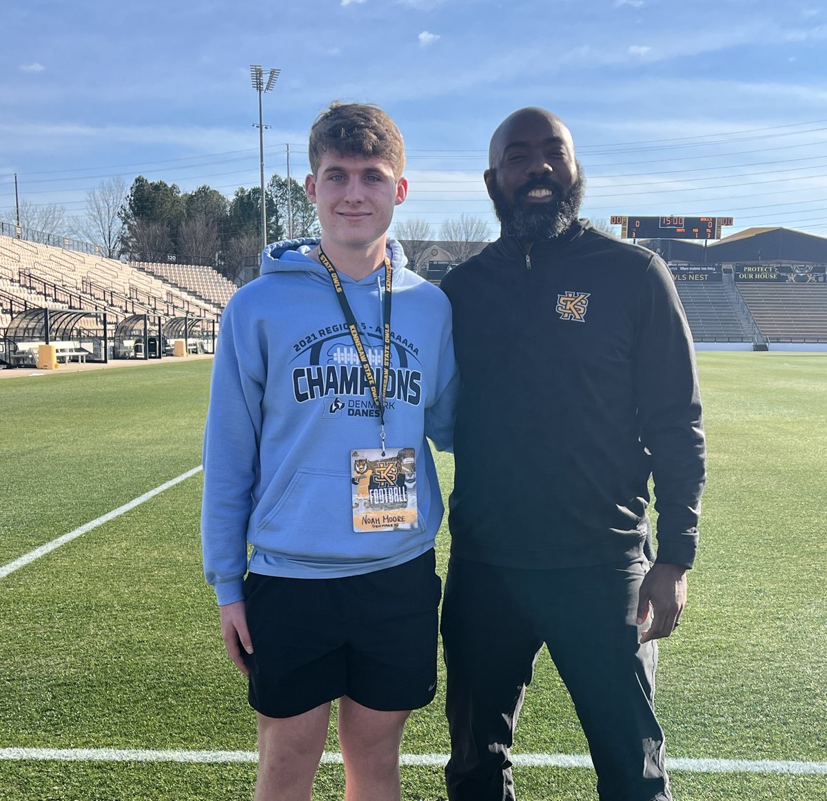 Had a great time visiting <a href="/kennesawstfb/">Kennesaw State Football</a> today. Huge thanks to <a href="/CoachOssieB/">Ossie Buchannon</a> for the invite.

<a href="/CoachOssieB/">Ossie Buchannon</a> <a href="/kennesawstfb/">Kennesaw State Football</a> <a href="/DenmarkDanesFB/">Denmark Football</a> <a href="/CoachEB3/">CoachEB</a> <a href="/JonesTheCoach_/">Patrick Jones</a> <a href="/CoachCorley_/">Liam Corley</a> <a href="/KohlsKicking/">Kohl's Kicking Camps</a>