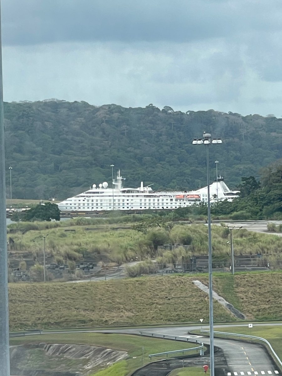 n0cruisecontrol's tweet photo. As we sailed through the New Agua Clara locks, we could see @WindstarCruises Star Pride transiting the Old Locks. An expert gave a running commentary over the Ship’s PA system as we transited #panamacanal #celebritybeyond #celebritycruise @CelebrityUK @CelebrityCruise https://t.co/X60eREcsBe