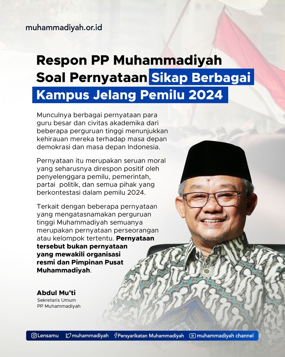 Demokrasi di Indonesia harus tetap ditegakkan.

Organisasi Muhammadiyah terus berupaya merawat demokrasi dan netralitas dalam pelaksanaan pemilu 2024.

#Muhammadiyah #Pemilu2024 #IslamBerkemajuan