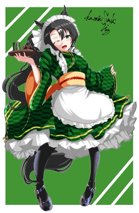 【ウマ娘】
クラちゃんにも和装メイドになってほしかったから描きました!
クラちゃんほんま可愛いな?可愛い 