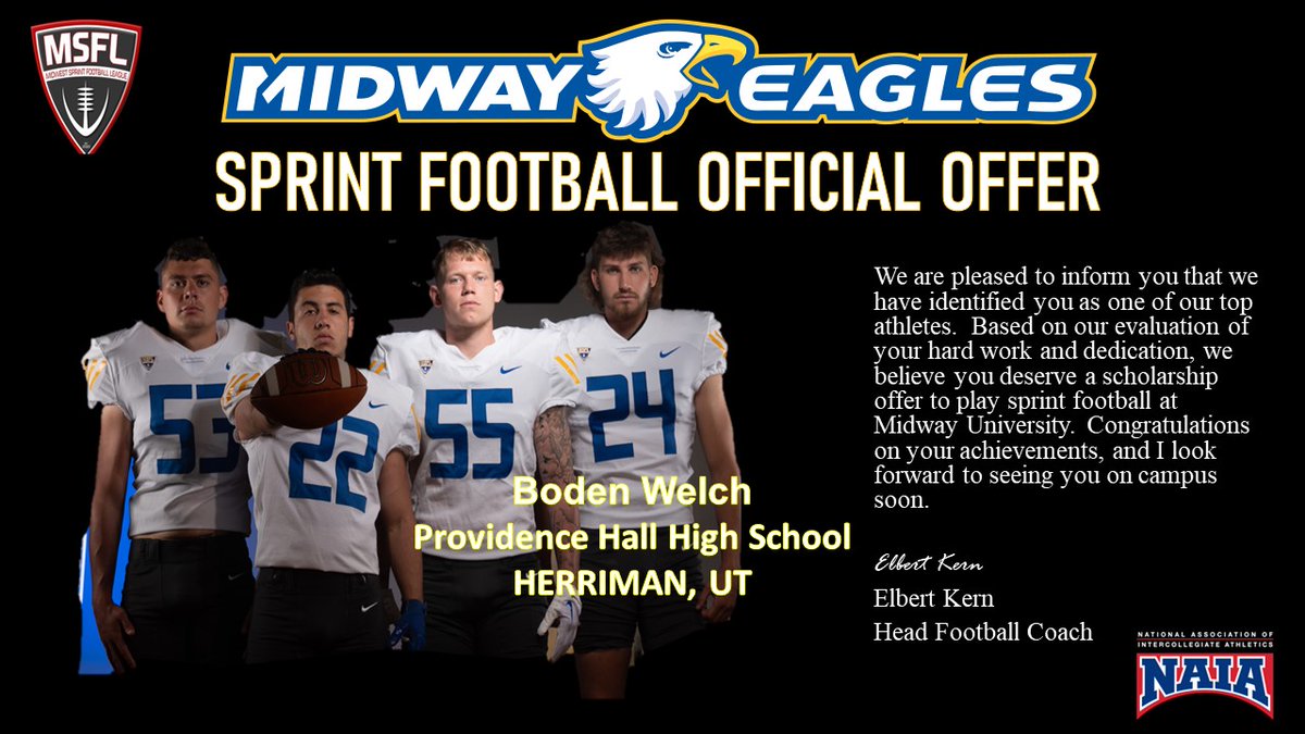 Thank you @ekern2 for the offer from <a href="/midway_sprint/">Midway University Sprint Football</a> thank you so much for the opportunity!