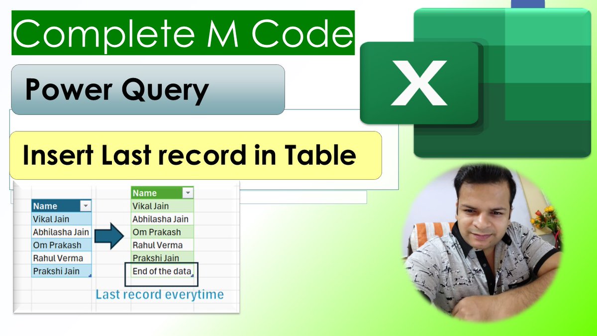 VikalExcel's tweet image. Insert last record in Table - Power Query

#mcode #powerquery #vikominstitute

youtu.be/BAYk4DjJaew