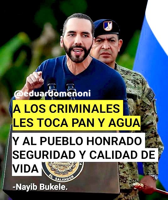 eduardomenoni's tweet photo. Que deleite serán 5 años más de Nayib Bukele y ver sufrir a los criminales. 🇸🇻 ¿Estás conmigo? 🔥

VIVA NAYIB BUKELE y EL SALVADOR. https://t.co/3Mpvi2iB79