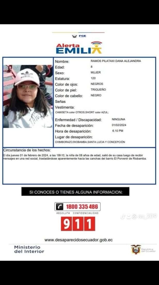 verorivadeneira's tweet photo. 🔴Urgente su ayuda por favor #AlertaEmilia una niña de 8 años se encuentra desaparecida ⁦@PoliciaEcuador⁩ ⁦@malenasofiamf⁩ ⁦@MaferSuasnavas⁩ ⁦@TMT30_⁩ ⁦@alexllanosh⁩ ⁦@cesargarciarepo⁩ RT https://t.co/1Pr5vpCJ7B