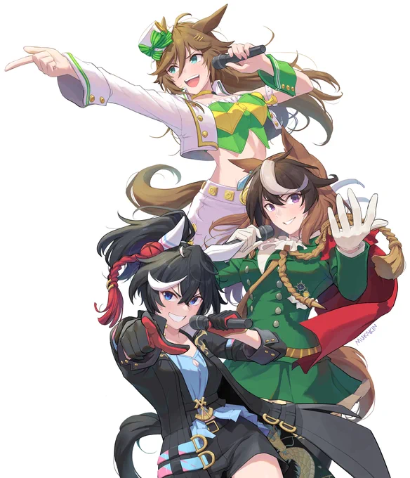 ジャパンカップ組有明アリーナのウマ娘5thイベント用のフラスタで使用したイラストです。躍動感と格好良さが表現できたらいいなと思い頑張りました。シービーもエースもルドルフも好き。昭和組が好き。#ウマ娘 