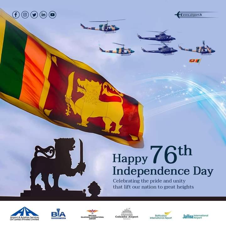 “Happy 76th Independence Day” celebrating the pride and unity that lift our nation to great heights 🇱🇰