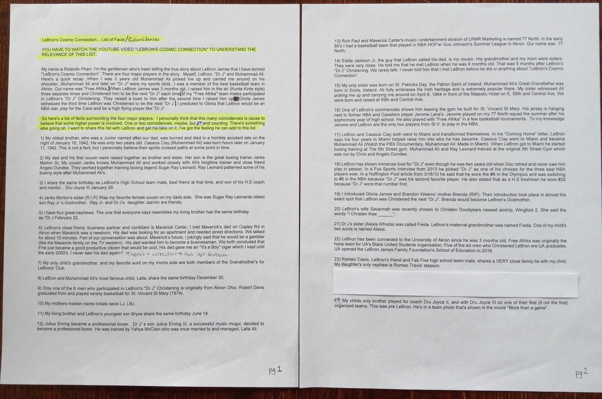 rolanfarr's tweet photo. A Sworn document detailing how I met Gloria &amp; LeBron James. How me &amp; 5 of my basketball team mates Christened 3 month old LeBron the next Dr J. Details of Gloria's 6 Millionaires Handshake Promise. A List of Facts/Coincidences &amp; 2 Polygraph results that supports ALL my Statements https://t.co/Pfx282RHOd