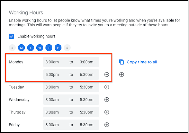 siictconsult's tweet photo. There are some exciting updates in #GoogleCalendar! Now users can create repeating out of office entries and split working hours into segments each day → https://t.co/PJz7QOODbd https://t.co/vTSKOoivNi