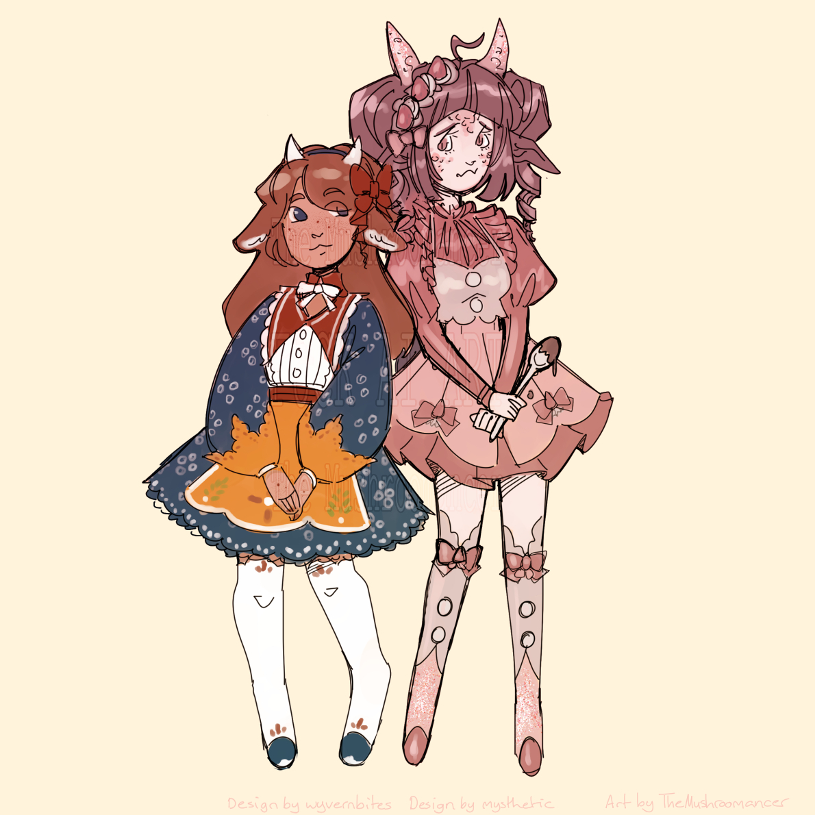 AMushroomancer's tweet photo. More rough sketches, my two little Dainty bakers! <3 https://t.co/146VQ18E8I
