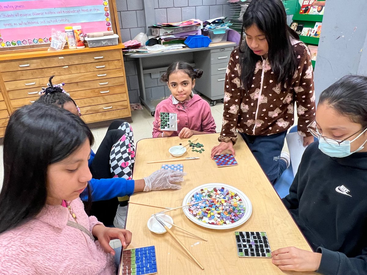 fandpdesign's tweet photo. Fourth grade learning about process art made incredible mosaic designs in art this week! It was my first time and theirs using these materials in my art class. They rocked it. https://t.co/nlGLhv9eyo