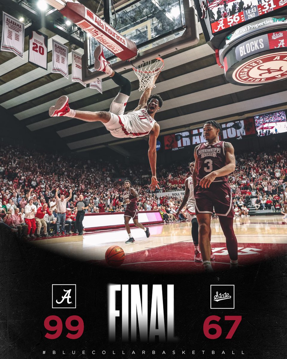 AlabamaMBB's tweet photo. A sweep over the Bulldogs this week 🐶

#RollTide | #BlueCollarBasketball https://t.co/3PmBadygsR