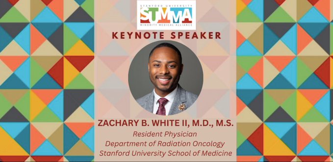 Incredibly proud of our very own Dr. @ZacharyBWhiteII for being the inspirational physician that he is, sharing his story, and motivating the next generation of healthcare workers at the #SUMMA2024 as the Keynote Speaker!!! Congrats! @StanfordRadOnc