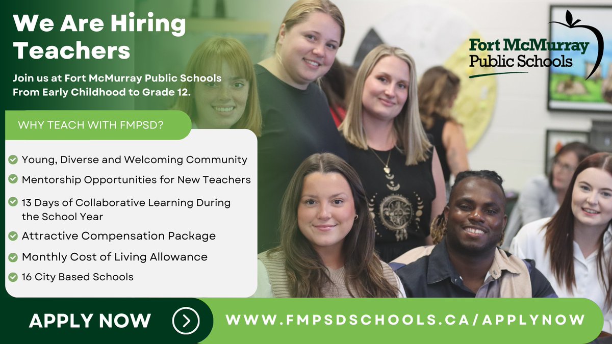 Fort McMurray Public Schools is coming to St.FX! We will be on campus on Feb 6 starting at 12:00 to meet future teachers. Bring a resume, we will be conducting interviews for teaching positions for the 2024/2025 school year. #DoingWhatsBestForKids @fmpsd @StFX_BEd