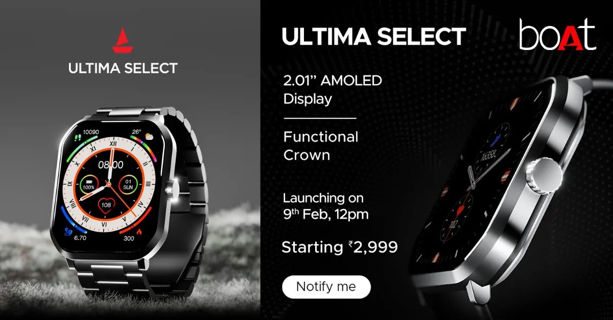 TechyJi's tweet photo. boAt Ultima Select: Stylish Smartwatch Launch in India
Link in Bio ๐
#boAt #boAtUltimaSelect #smartwatch https://t.co/4SGFCCigAn