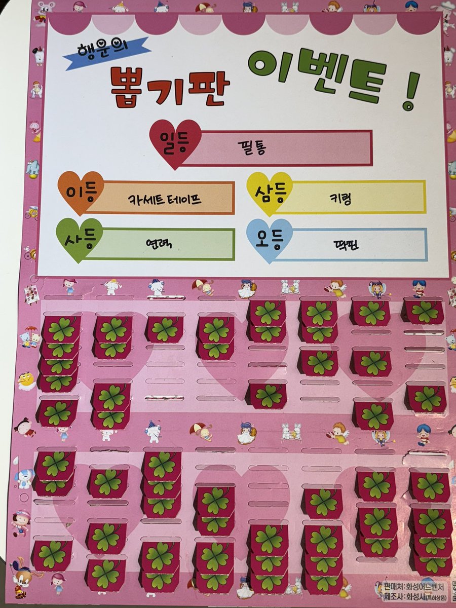 금일 뽑기 소진 상태입니다!
1등 상품 마감되었습니다.