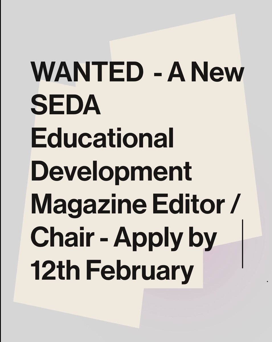 Exciting Volunteering Opportunity! If you are an individual or institutional member of @Seda_UK_ experience in broad #EdDev, online publishing a bonus, get your 500 word expressions of interest to office@seda.c.uk by 12th February. #HigherEducation ^SV