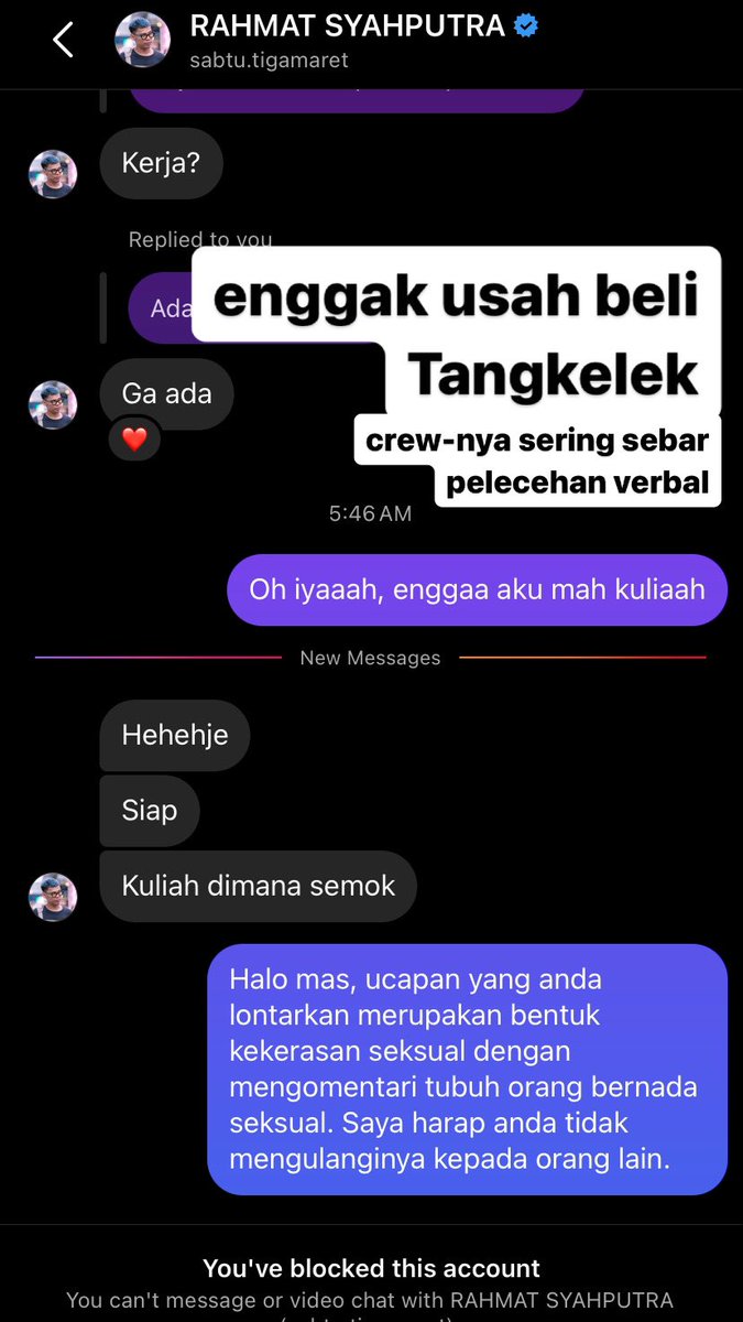 viemstora's tweet photo. I’ll warn you Rahmat Syahputra atau sabtu.tigamaret, crew brand Tangkelek  merupakan rambu kuning bagi perempuan. Ia telah melakukan pelecehan verbal beberapa kali terhadap perempuan. https://t.co/Sl17JAQ36E