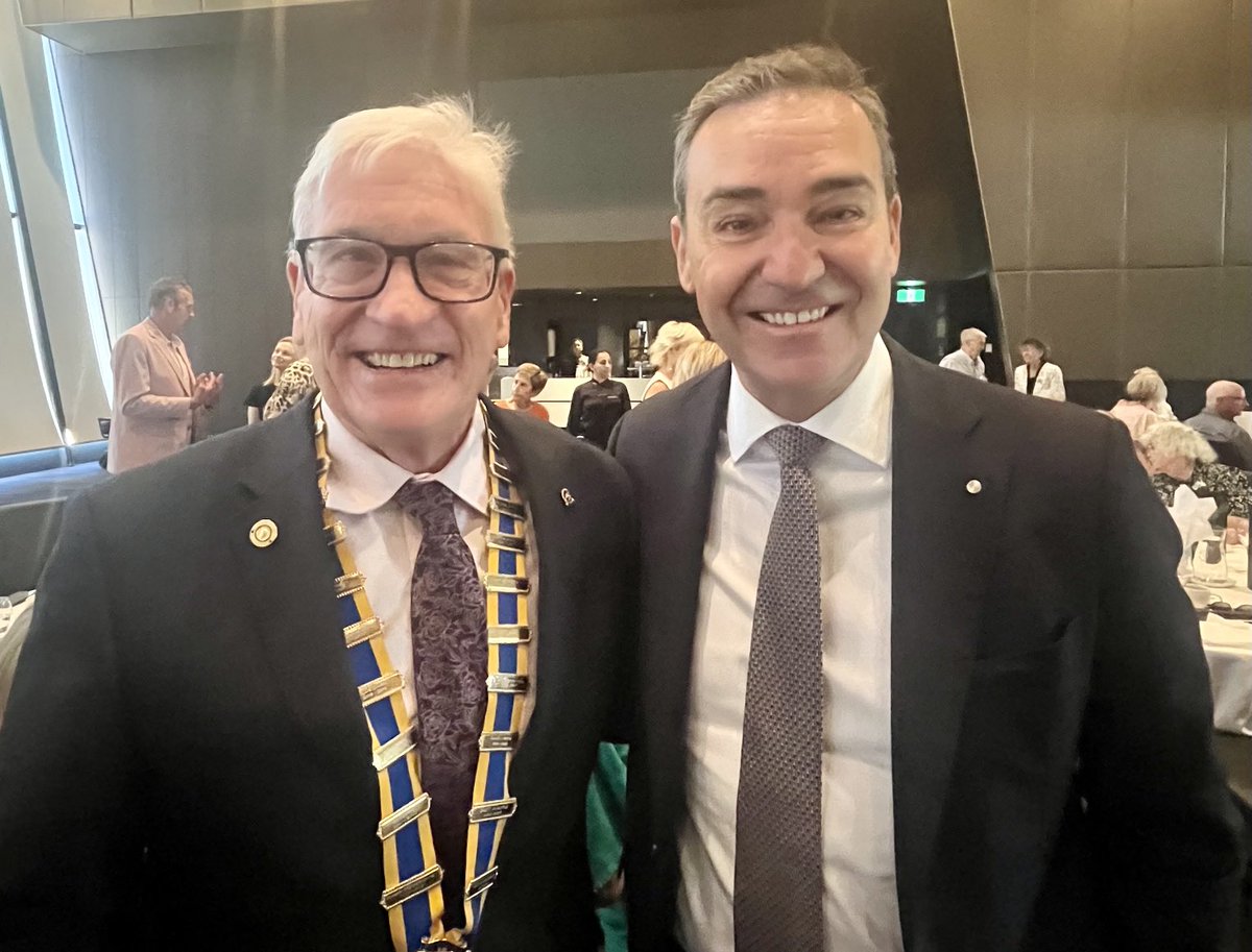 A great pleasure to attend the celebration of Rotary’s 100th anniversary of service in South Australia. Pictured here with Cam Pearce - President of Rotary Club of Adelaide. Rotary has a great history of service. It continues this tradition into the future. ⁦@RCAdelaide⁩ 🙏🏻