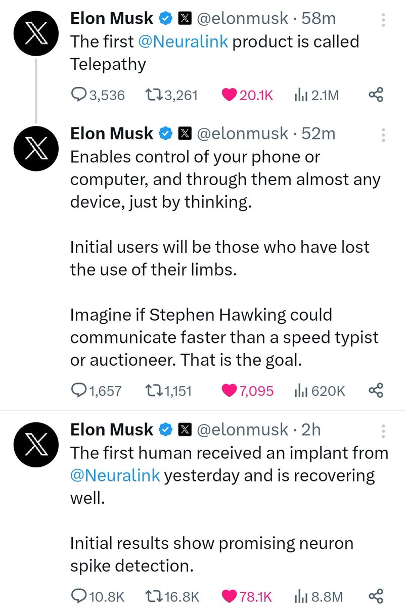 Elon musk has gone too far. Nuralink is the most innovative thing gonna happen. Imagine Stephen Hawking could communicate faster than a speed typist🤯.