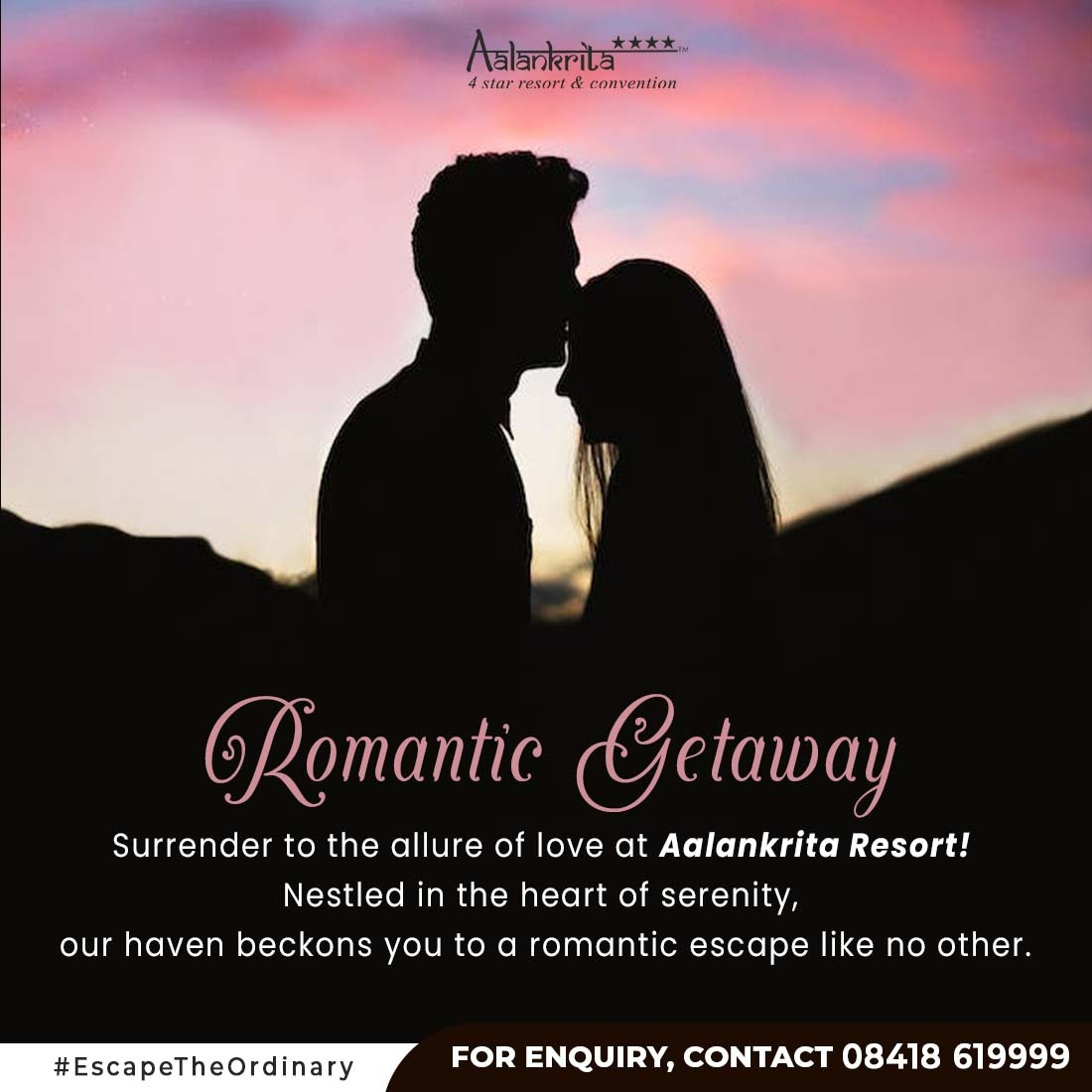 ✨ Escape reality for a dreamy rendezvous at Aalankrita Resort! 💑
Let Aalankrita Resort be the canvas for your love story!Imagine waking up to the gentle rustle of leaves and sharing a sunrise breakfast overlooking picturesque landscapes. #EscapeToParadise #AalankritaRomance💟