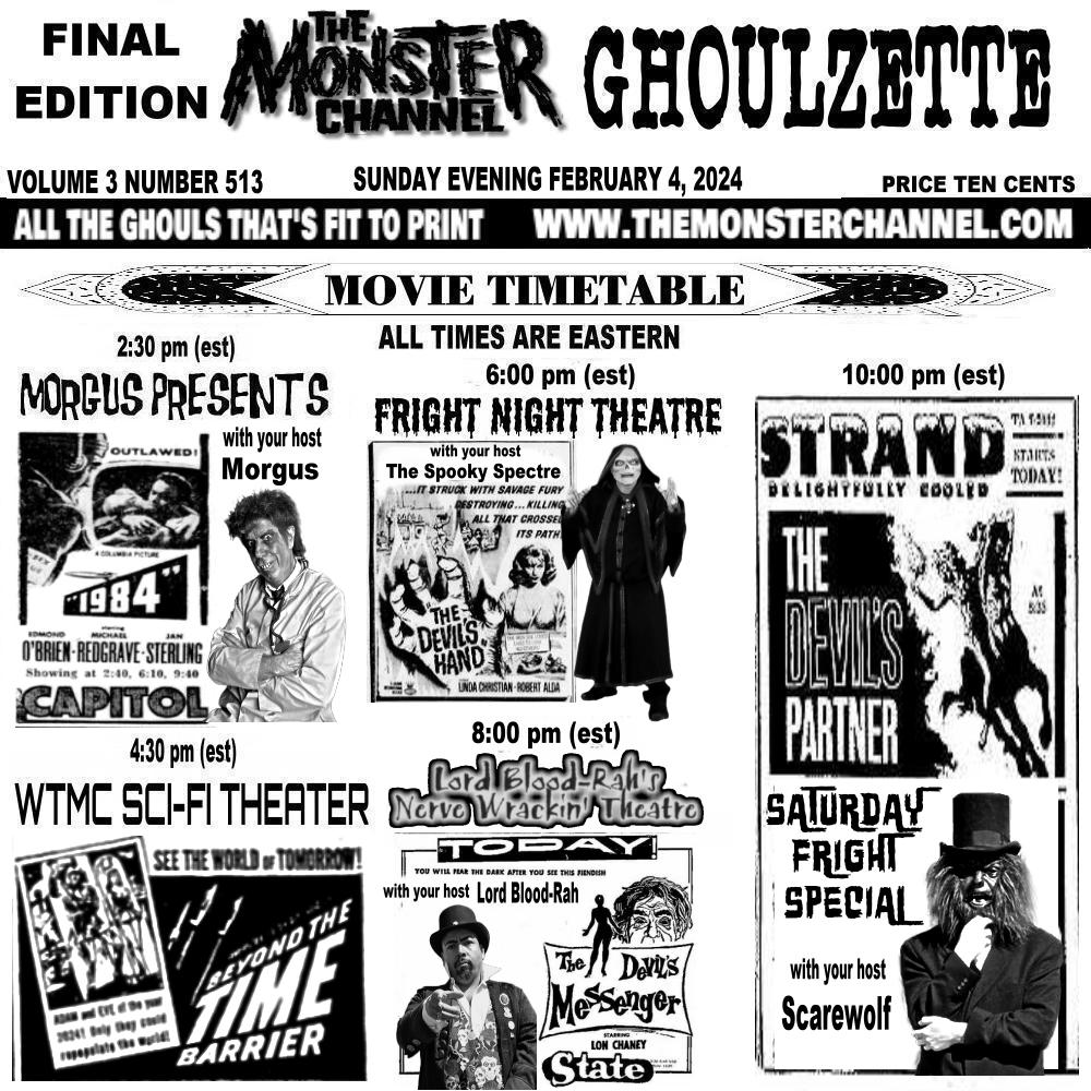 EerieLateNight's tweet photo. Sunday on The Monster Channel!
https://t.co/NvRAe8VnaE
#hackshorrorshow #donsbreakfastserialshow #nuttystreehouse #morguspresents #frightnighttheatre #thespookyspectre #lordbloodrahsnervewrackintheatre #lordbloodrah #saturdayfrightspecial #Scarewolf https://t.co/cEWELxD8fs