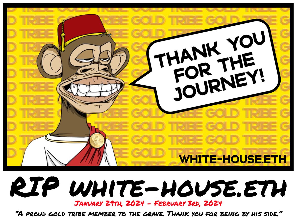 white_house_eth's tweet photo. Just airdropped a 'death polaroid' to all my friends wallet addresses from Gold Tribe in @cryptothegame_
It's been a pleasure! ๐
#RIPwhitehouse
https://t.co/9Mq9wFZO3r https://t.co/nmYiWLyIG8