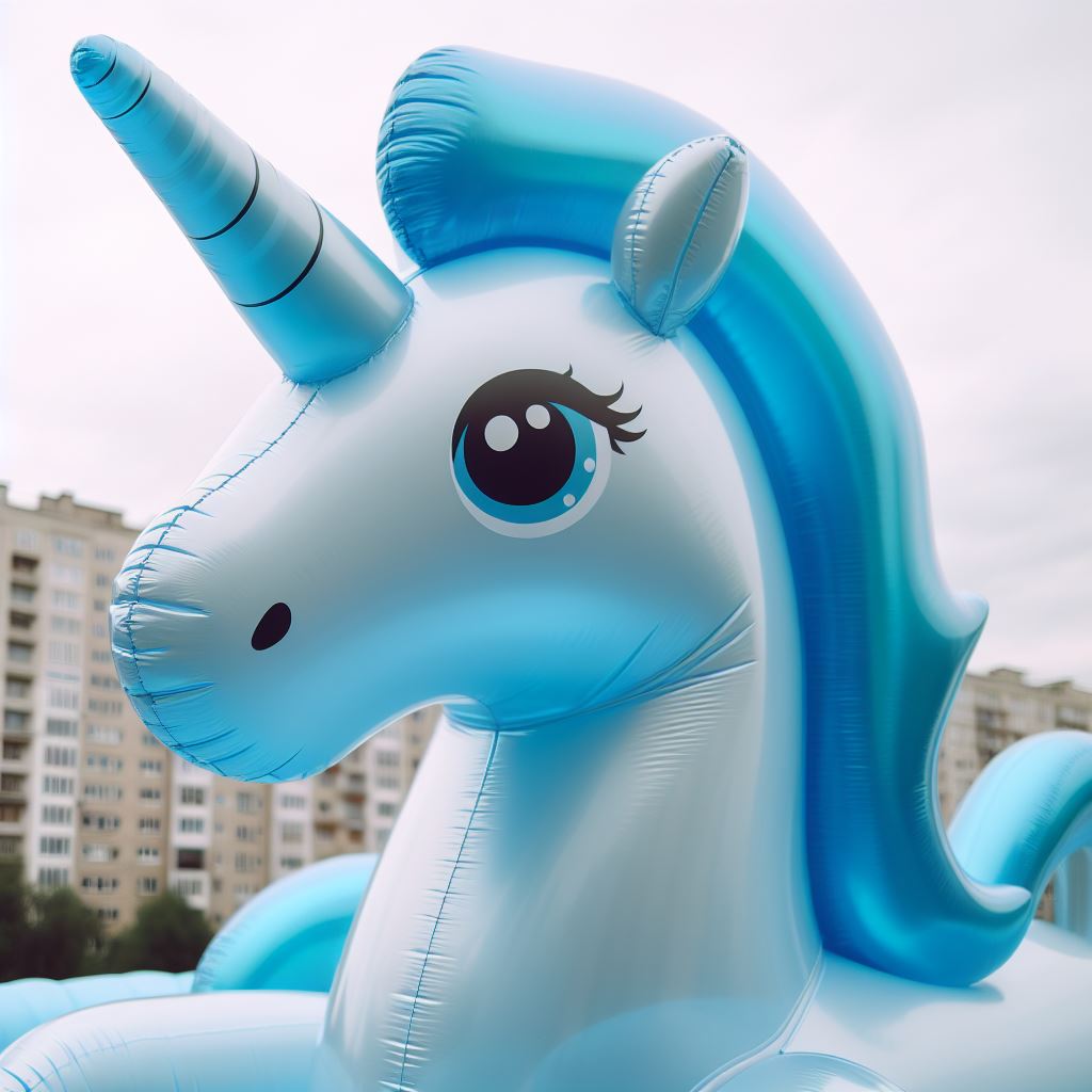 ActualWhiffert's tweet photo. I'm ready for my close-up!  #inflatables #unicorn #aigenerated https://t.co/AsmZFsSMTk