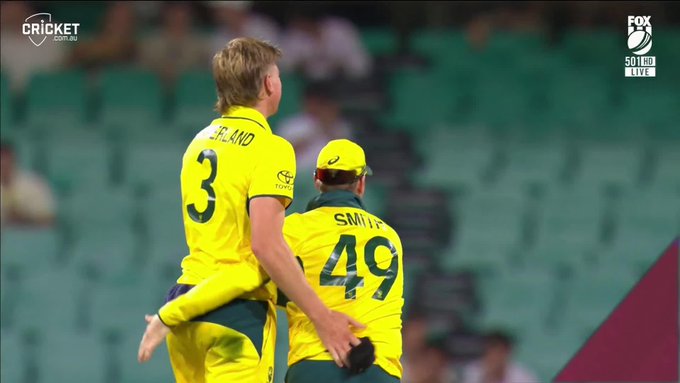 Maiden international wicket for Will Sutherland... 📹 Credits: Twitter/cricketcomau