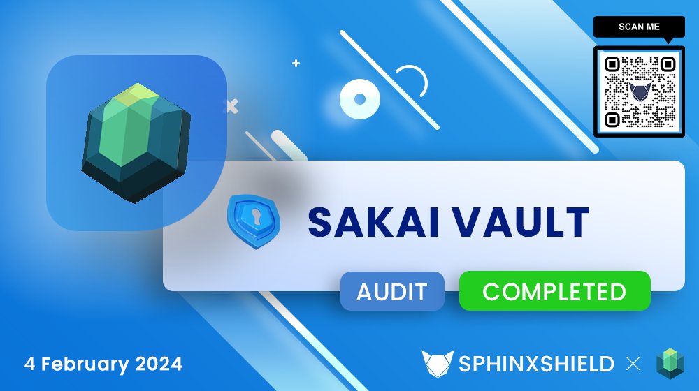 🛡️ Exciting news! 🎉 We've completed the audit for <a href="/SakaiVault/">Sakai Vault</a>, ensuring top-notch security for their community. Check out the audit report: github.com/SphinxShield/A…

Congrats to the Sakai Vault team! 🚀 #CryptoSecurity #AuditComplete #SphinxShield #Sakai #SakaiVault