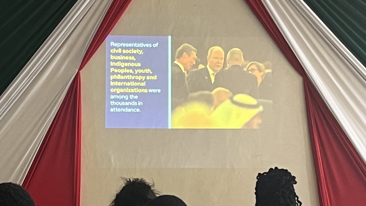 KUGreenEduHub's tweet photo. Led by Dr Mutuma,  @KUGreenEduHub researchers Celestine Achieng and @NK_Gilbert closely followed the screening session of curated educational films that served as a portal into the COP 28 resolutions and later setting the stage for  discussion groups and engagement sessions. https://t.co/bQkN1OiO9Z