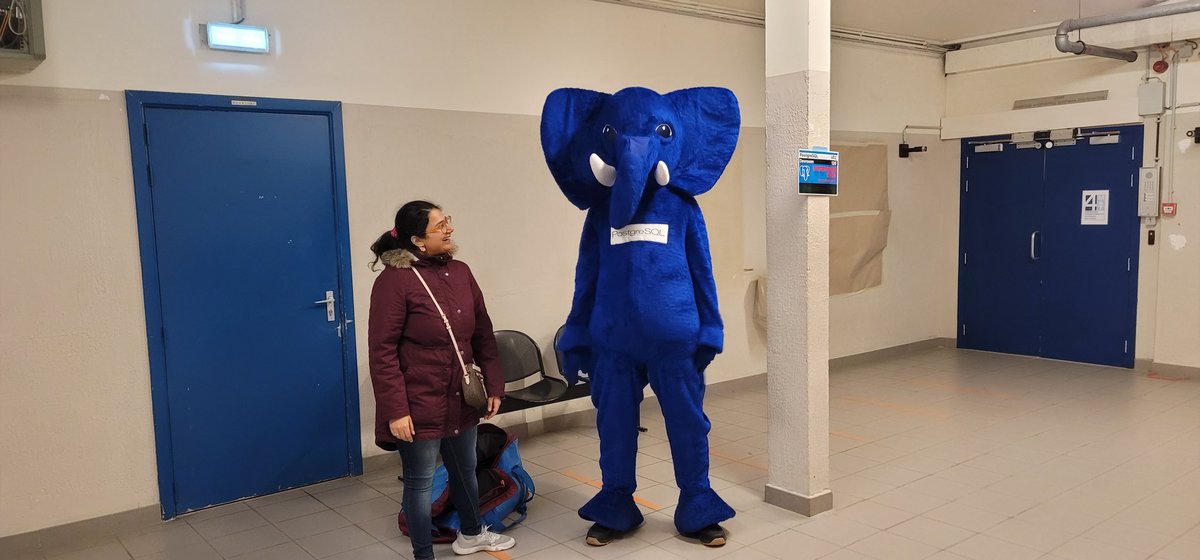 Slonik has arrived at the PostgreSQL devroom! #fosdem #pgday #postgresql