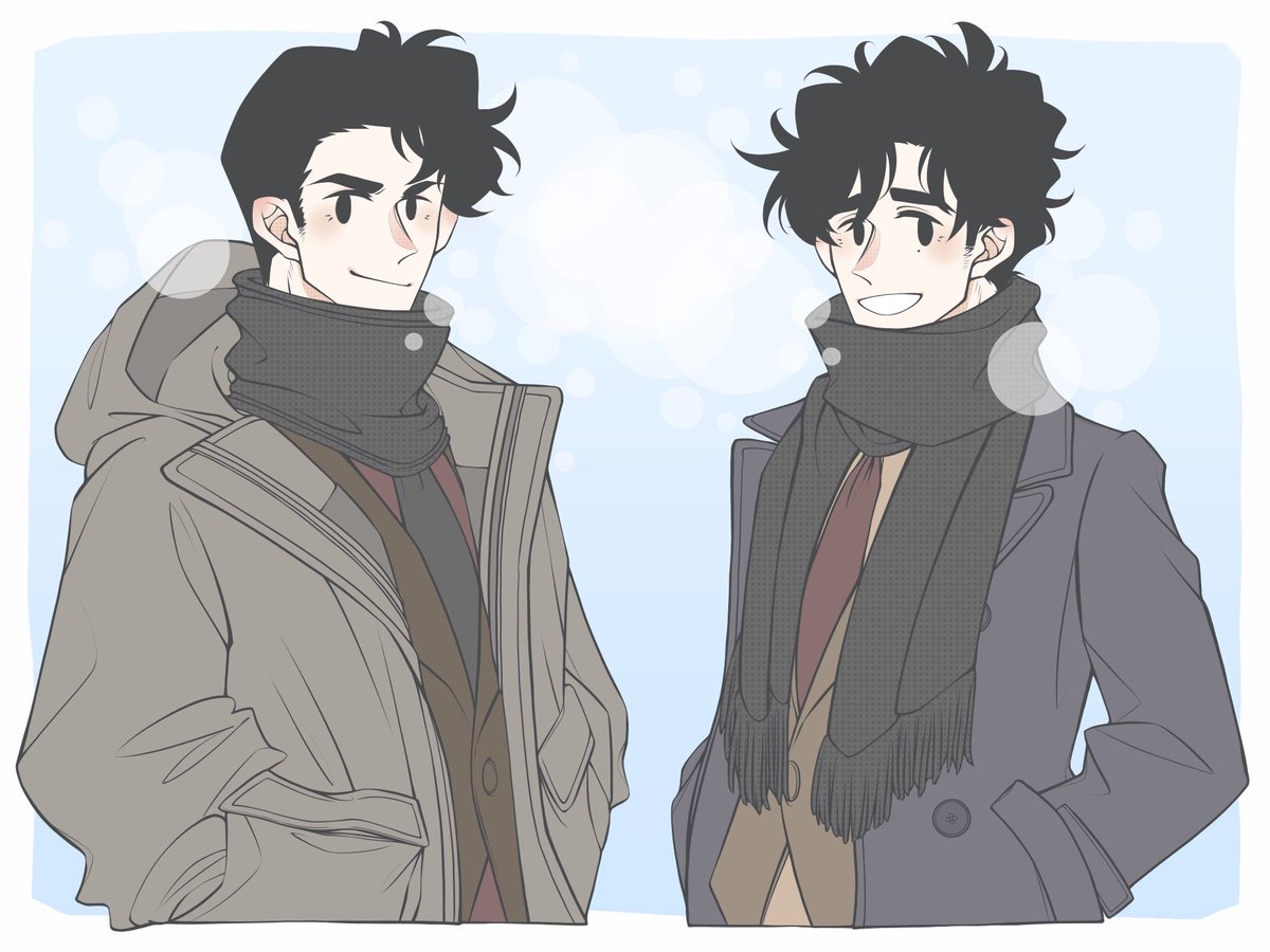ネックウォーマー派の白鳥さんとマフラー派の風戸先生