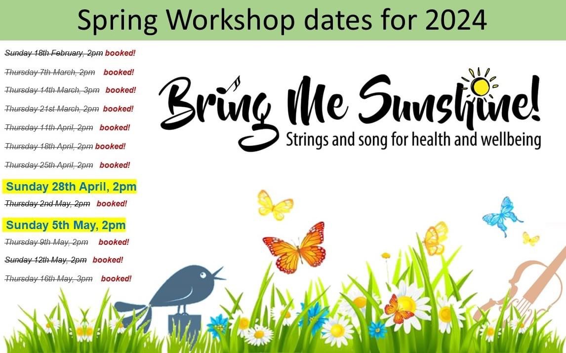 📣 Just two dates left now for our Spring Workshop: Sunday 28th April and Sunday 5th May. 
📩 Email kvaughan@kvcpm.co.uk to book. @AnchorLaterLife @audleyvillages @Ilkleyu3a @Artsincarehomes @Craven_Nursing 
#Singforjoy #Lunghealth #Stringtrio
