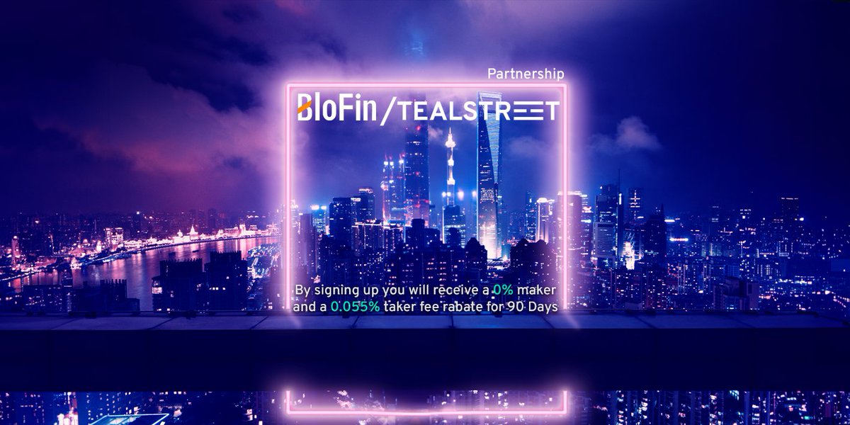 Dear Tealstreetors,

We are thrilled to introduce our latest partner, BloFin an emerging and rapidly growing exchange. We invite you to explore their offerings and form your own impressions.

teal.link/blofin

<a href="/BloFin_Official/">BloFin Exchange</a> 
#Crypto #Tealstreet